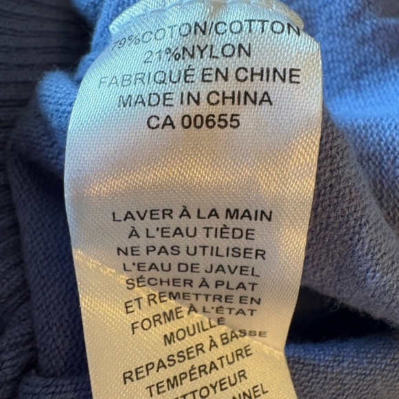 Blue Button-Up Sweater with Floral Detail - Picture 3 of 4